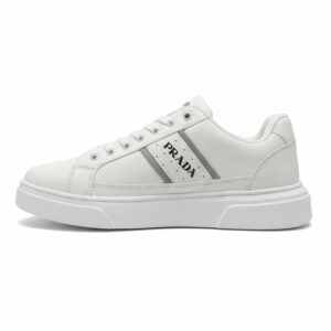 کفش اسپرت مردانه طرح Prada مدل Downtown | کتانی سفید چرمی استایل لوکس سفید